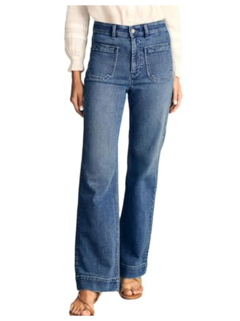 Wide Leg High Waisted Stretchy Straight Leg Jeans with Pockets